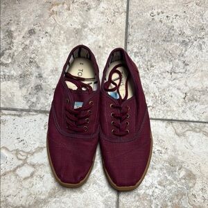 Toms Maroon Lace-Up Sneakers